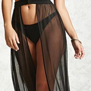 Mesh cover up maxi skirt